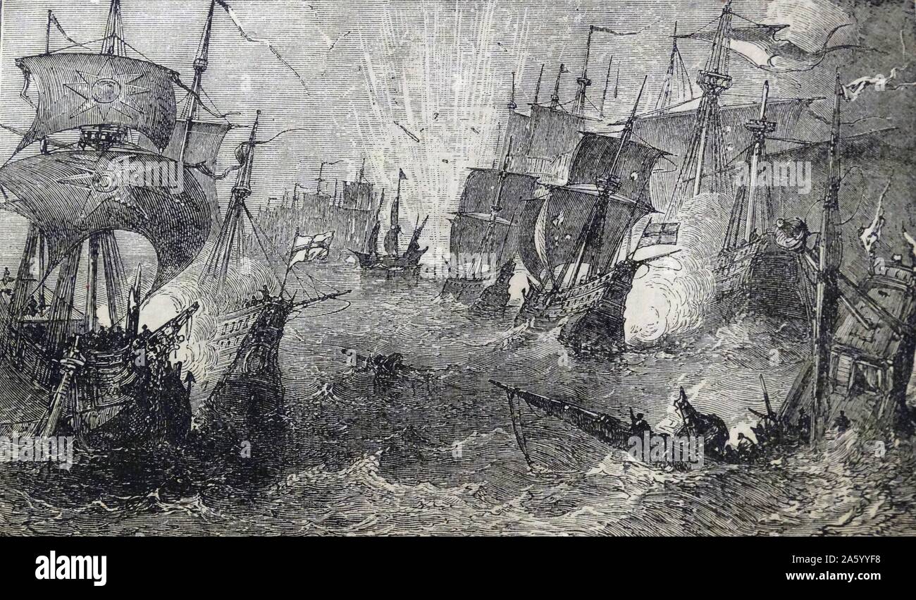 Armada espagnole ou la Grande Armada, un échec de tentative d'invasion de l'Angleterre par l'Espagne en 1588 Banque D'Images