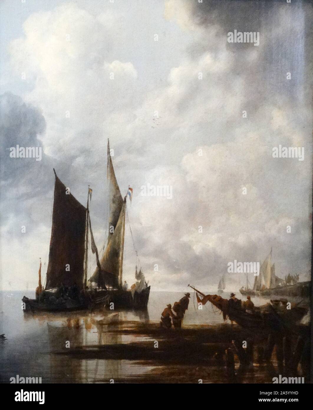 La peinture intitulée "Une Sea-Piece' par Jan van de Cappelle (1624-1679) Dutch painter de marines et de paysages d'hiver. En date du 17e siècle Banque D'Images