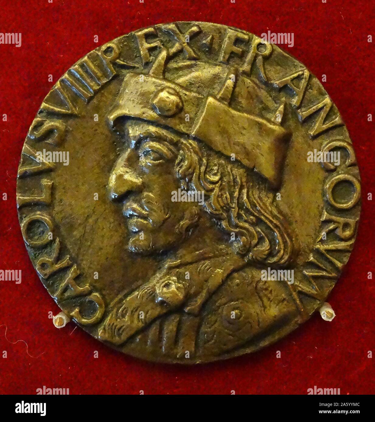 Plaque représentant le Roi Charles VII de France (1403-1461). En date du 15e siècle ; Banque D'Images