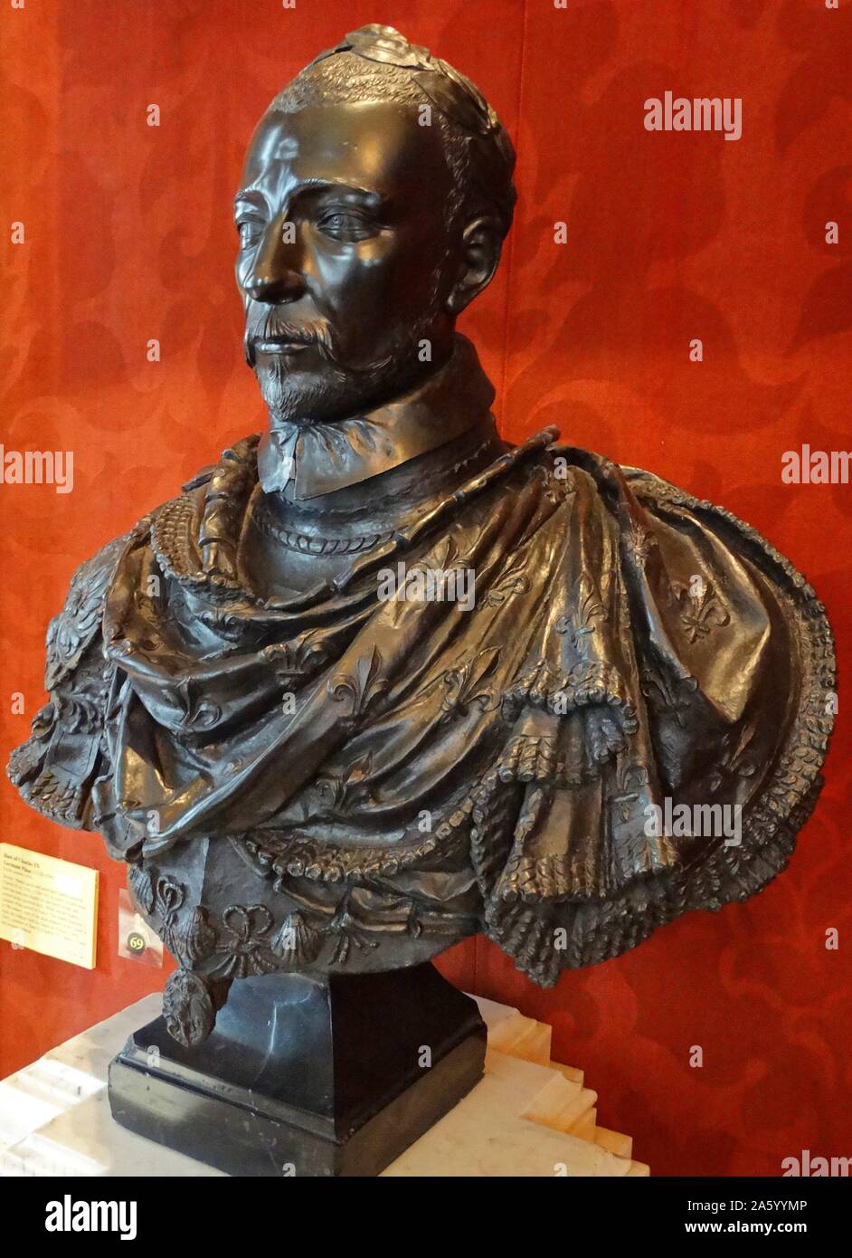 Buste en bronze de Charles IX par Germain Pilon (1528-1590) sculpteur de la Renaissance française. En date du 16e siècle Banque D'Images