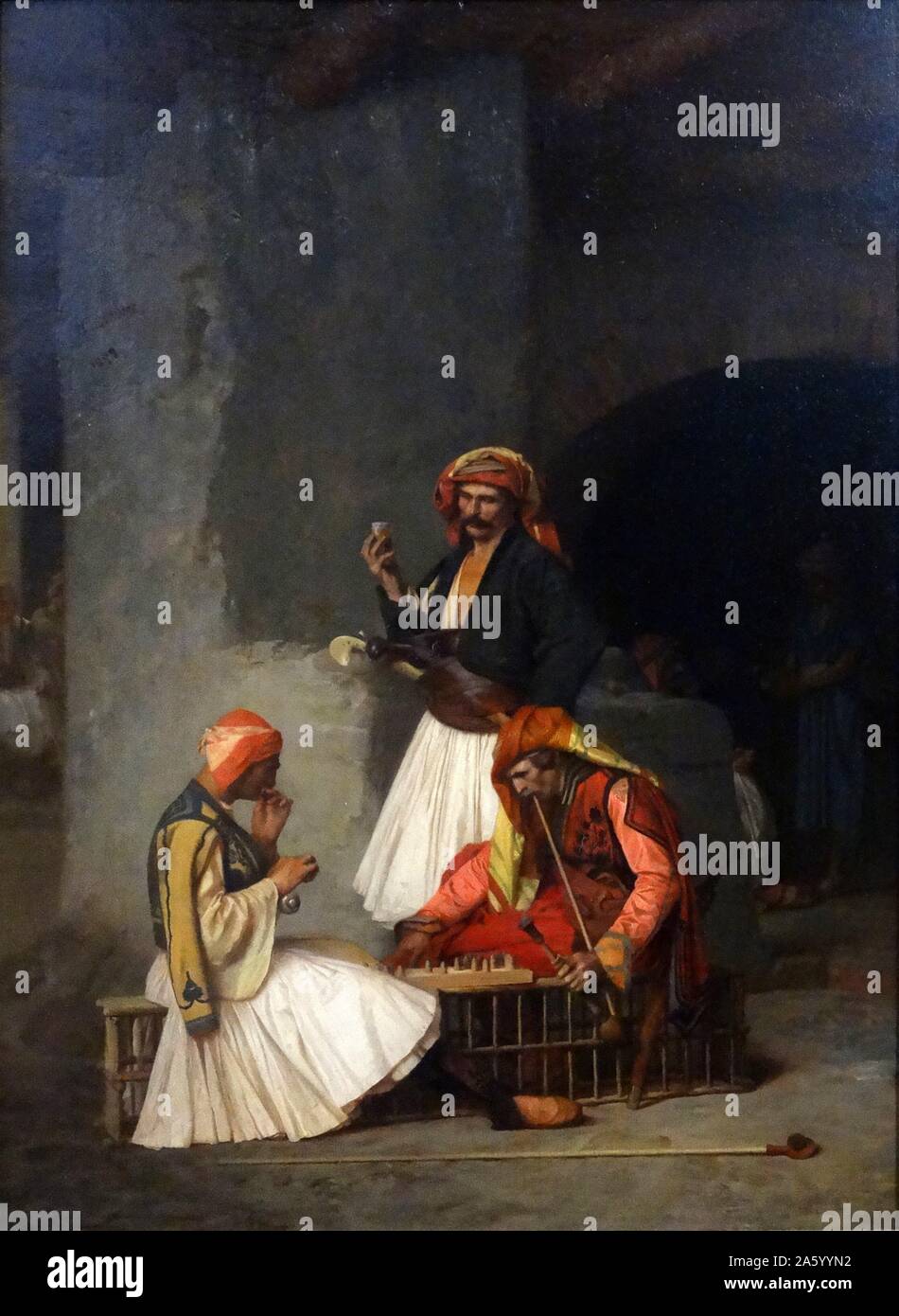 La peinture intitulée "Le projet de Players' par Jean-Léon Gérôme (1824-1904) Peintre et sculpteur français dans le style maintenant connue sous le nom de l'académisme. Datée 1870 Banque D'Images