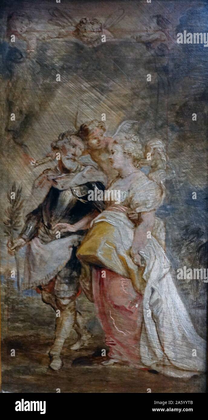 La peinture intitulée "Le mariage d'Henri IV et de Marie de Médicis" de Peter Paul Rubens (1577-1640), peintre baroque flamand. En date du 17e siècle Banque D'Images