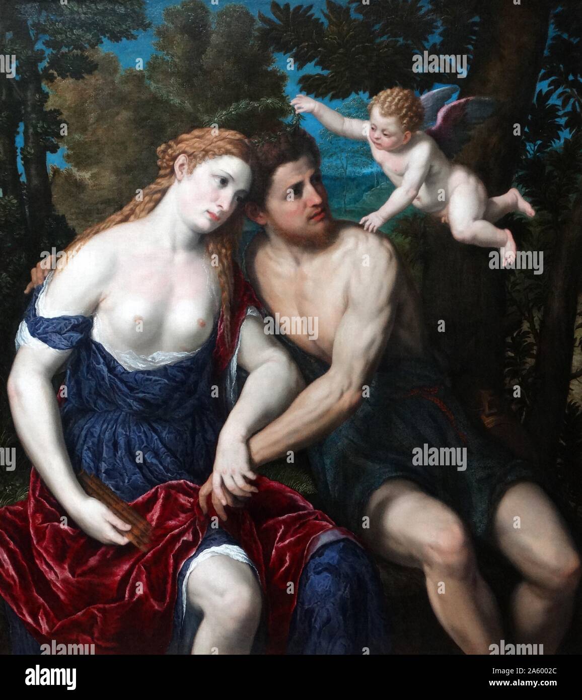 La peinture intitulée "Une paire d'amants" by Paris Bordone (1500-1571) peintre italien de la Renaissance vénitienne. En date du 16e siècle Banque D'Images