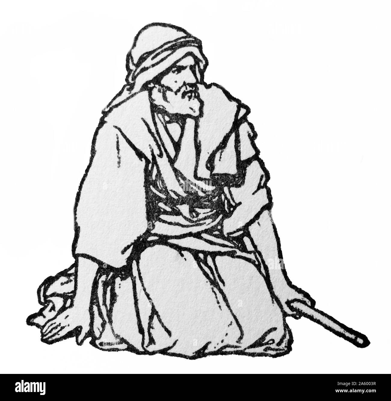 Gravure représentant un prophète Moïse dans les religions abrahamiques. Selon la Bible hébraïque, il était un ancien prince égyptien qui plus tard dans la vie est devenu un leader religieux et législateur, à qui la paternité de la Torah est traditionnellement attribuée Banque D'Images