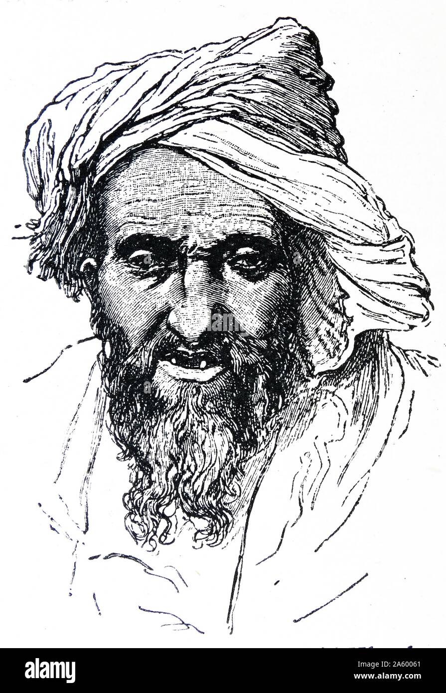 Portrait du chef d'Murkhi Khugiani Kheyl. En date du 19e siècle Banque D'Images