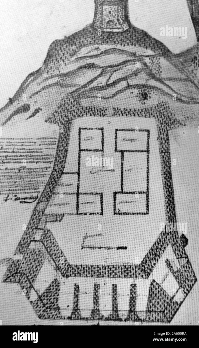 Plan du château de Santiago de la Gloria. En date du 17e siècle Banque D'Images