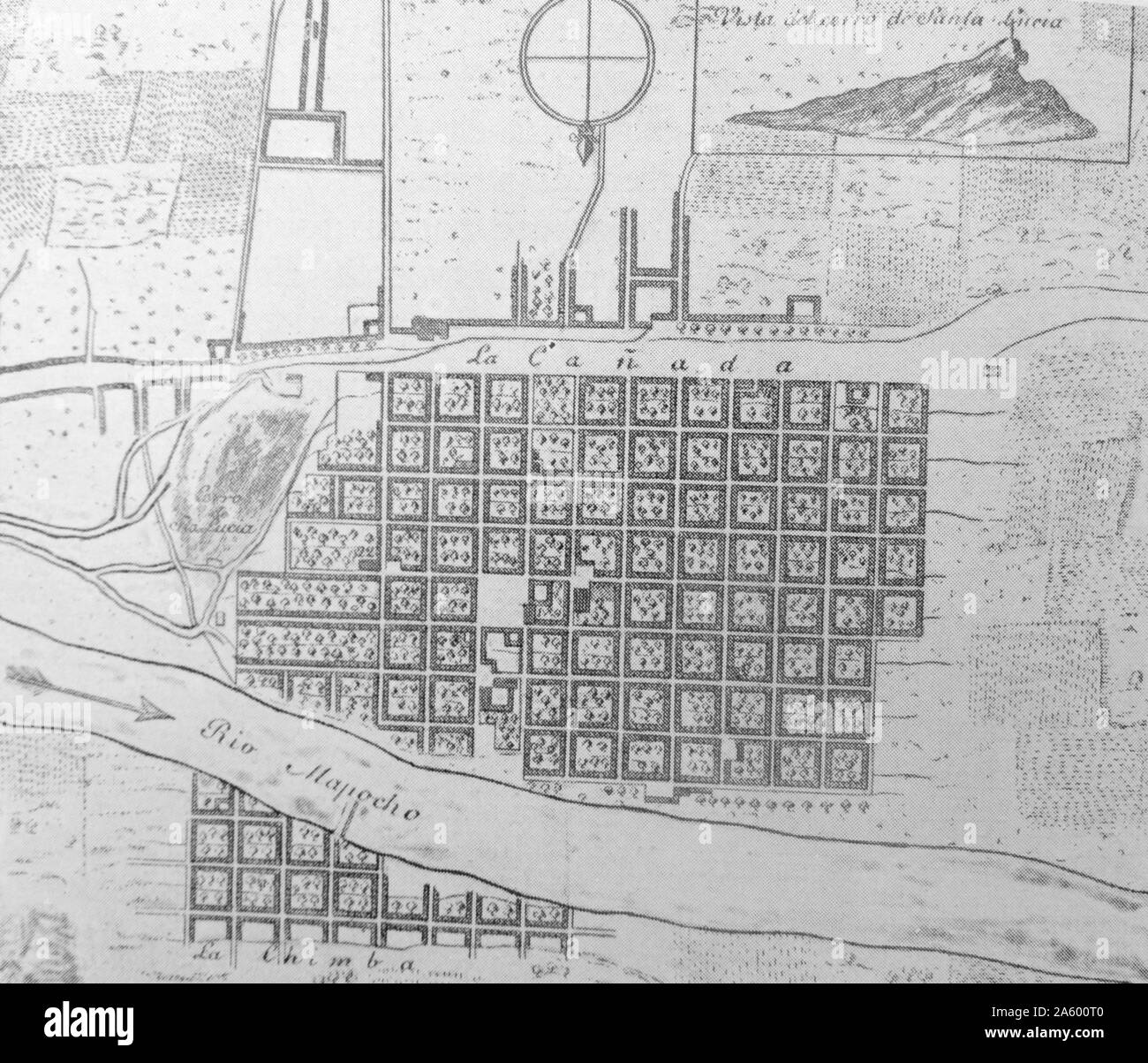 Plan de Santiago, au Chili. En date du 18e siècle Banque D'Images