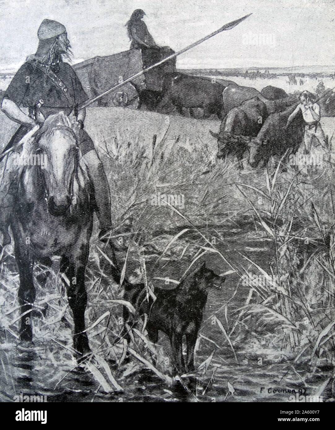 Une émigration de la Gual à l'âge de bronze par Ferdinand Cormon (1845-1924) un peintre français. En date du 19e siècle Banque D'Images