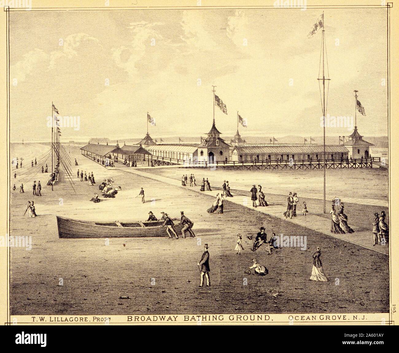 Echelle de Broadway Sol, Ocean Grove, New Jersey. À partir de 'Atlas historiques et biographiques de la côte du New Jersey' par T. F. Rose, 1878. Banque D'Images