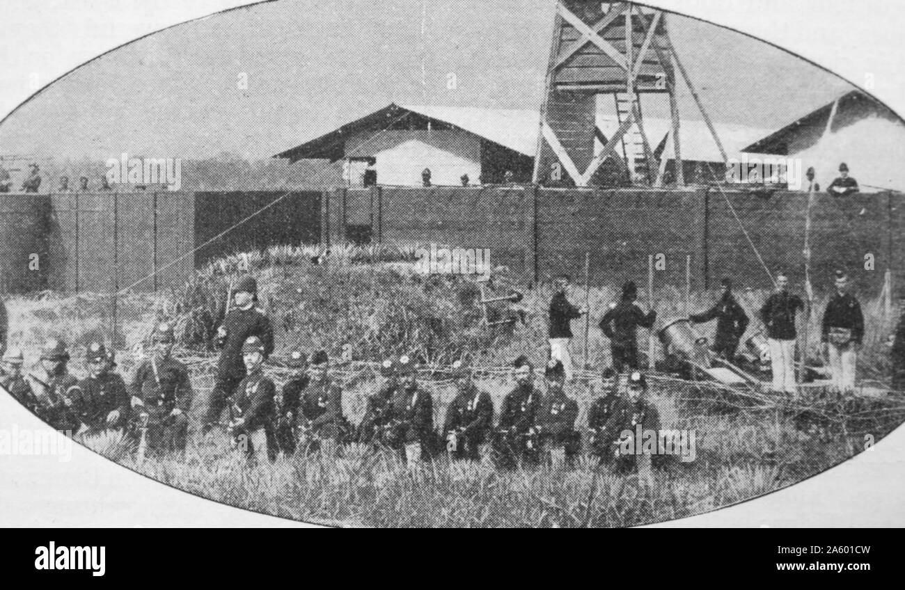 Fort colonial Hollandais avec des soldats en Indes néerlandaises (Indonésie) 1890-1900 Banque D'Images