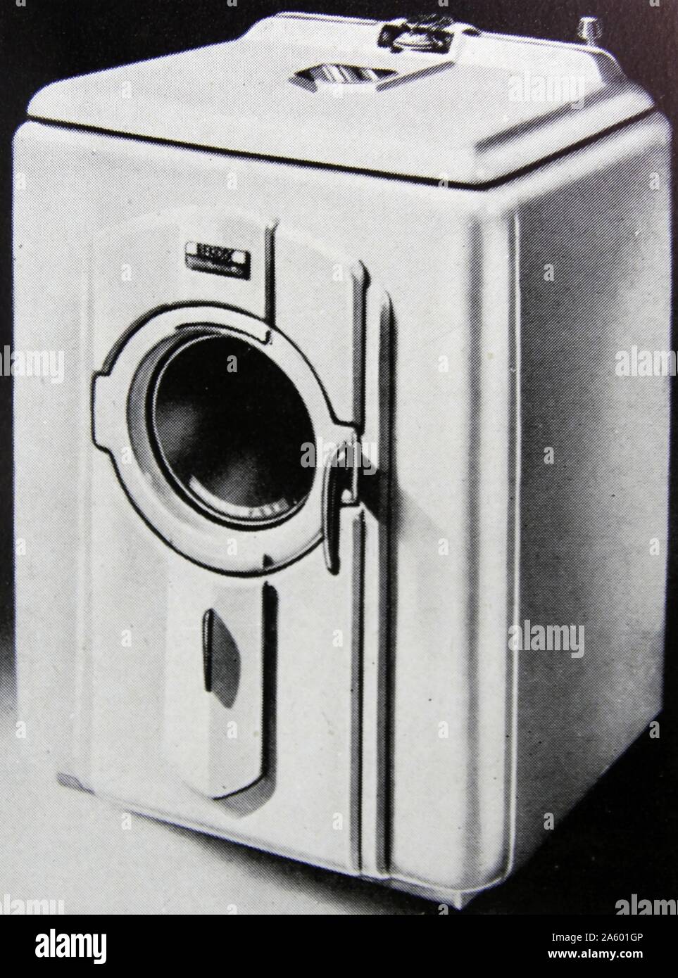 Un lave-linge Bendix avec l'avant et le haut des portes de chargement. Les produits blancs britanniques, en date du 1950. Banque D'Images