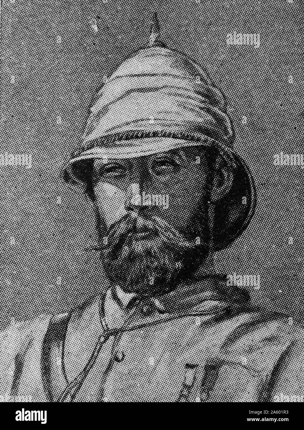 Portrait de Sir Pierre Louis Cavagnari Napoléon (1841-1879) administrateur militaire britannique. En date du 19e siècle Banque D'Images