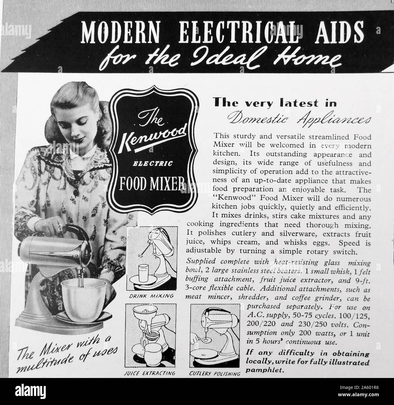 Publicité pour l'appareil Kenwood mixeur électrique. En date du 20e siècle Banque D'Images