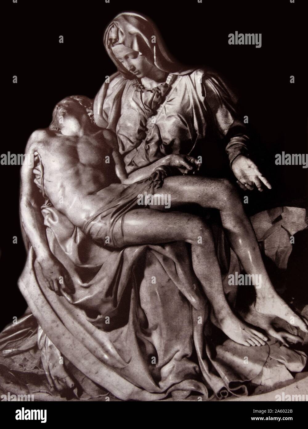La Pietà est un travail de sculpture de la Renaissance par Michelangelo Buonarroti, installé dans la Basilique Saint-Pierre, Vatican. 1498-99 Banque D'Images