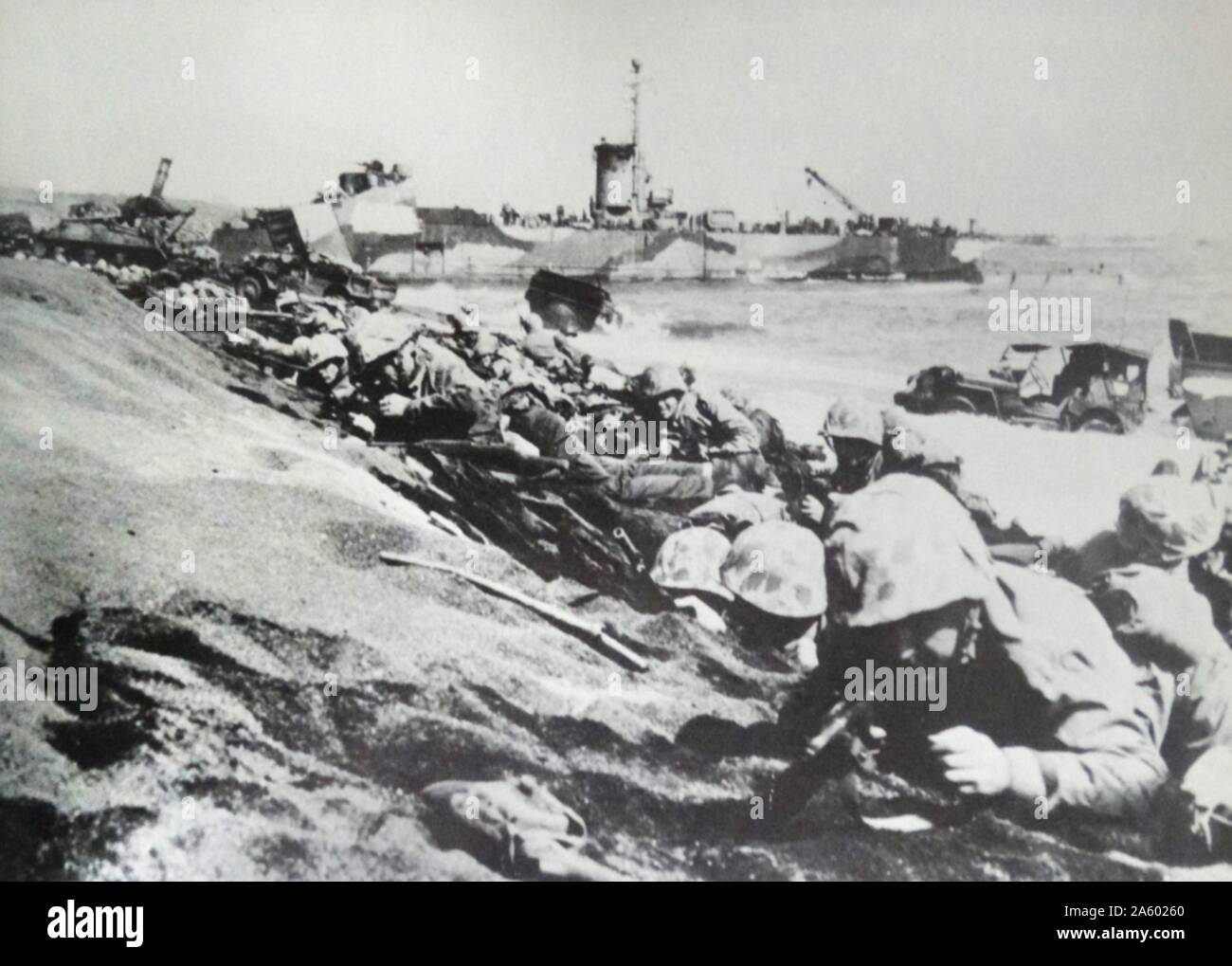 Deux divisions de marines débarque à Iwo Jima le 15 février 1945. Par 26 Mars l'île avait été définitivement conquis. Banque D'Images