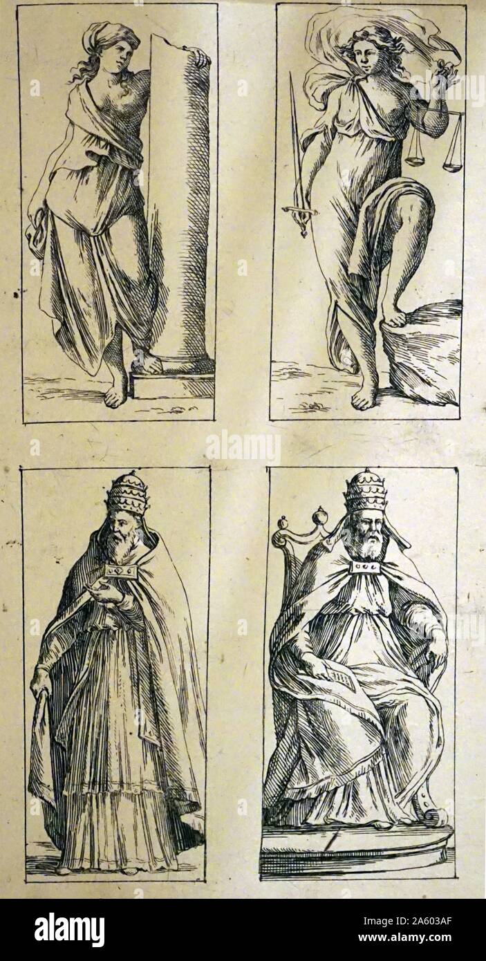 17e siècle cartes de tarot par Giuseppe Maria Mitelli (1632-1718). Originaire de Bologne. Banque D'Images