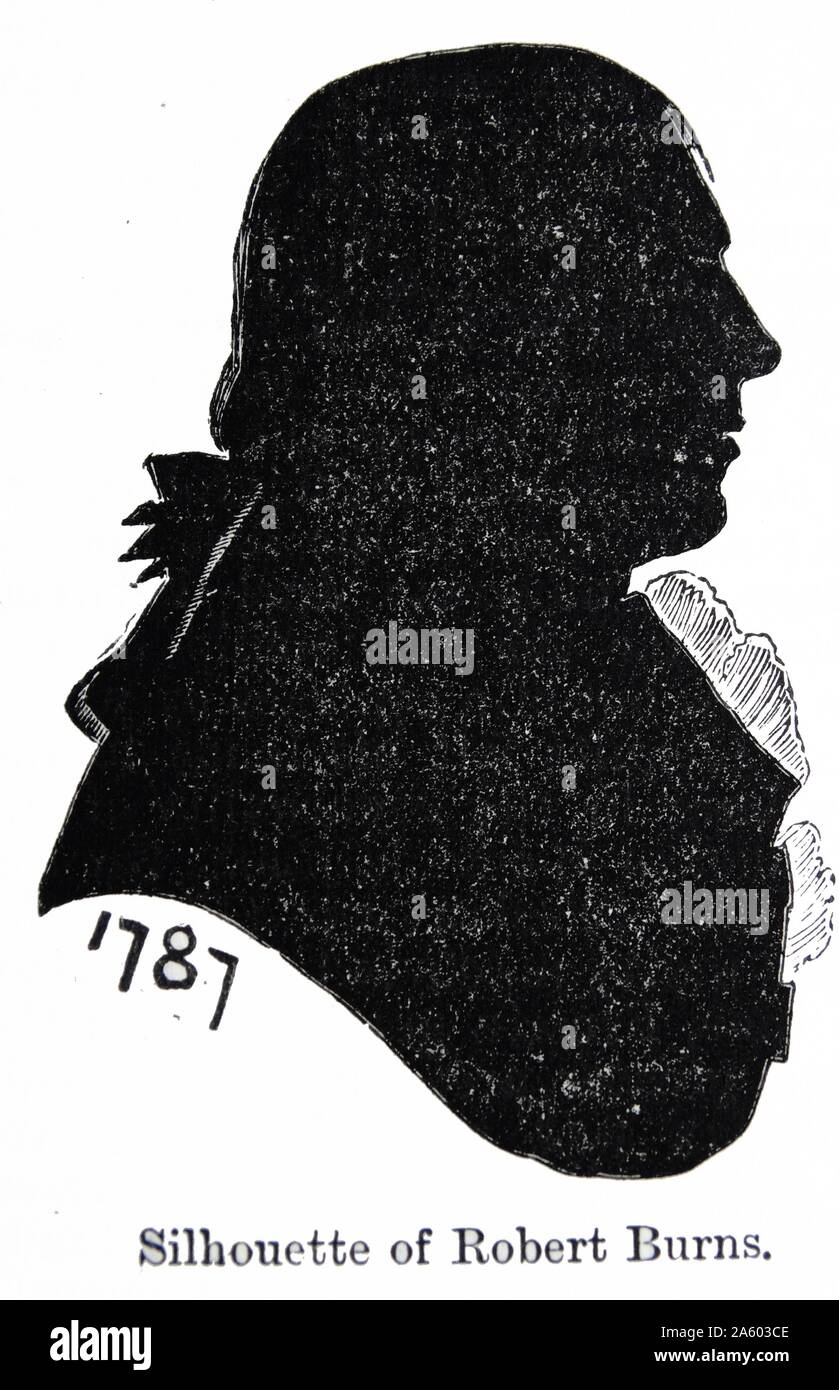 Silhouette de Robert Burns (1759-1796), un poète écossais et parolier. En date du 18e siècle. Banque D'Images