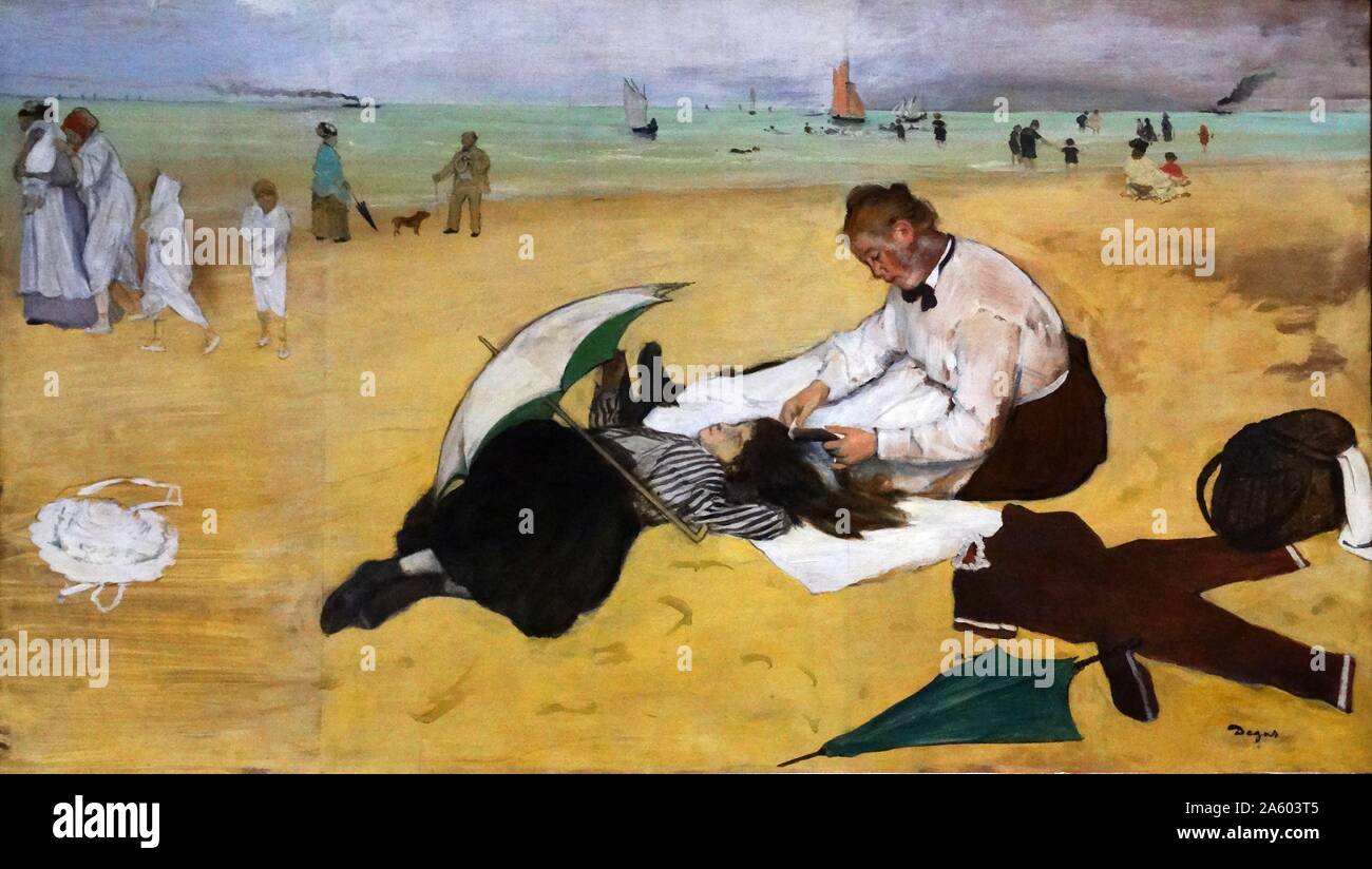 La peinture intitulée "Scène de plage" par Edgar Degas (1834-1917) un artiste français célèbre pour ses peintures, sculptures, gravures et dessins. En date du 19e siècle Banque D'Images