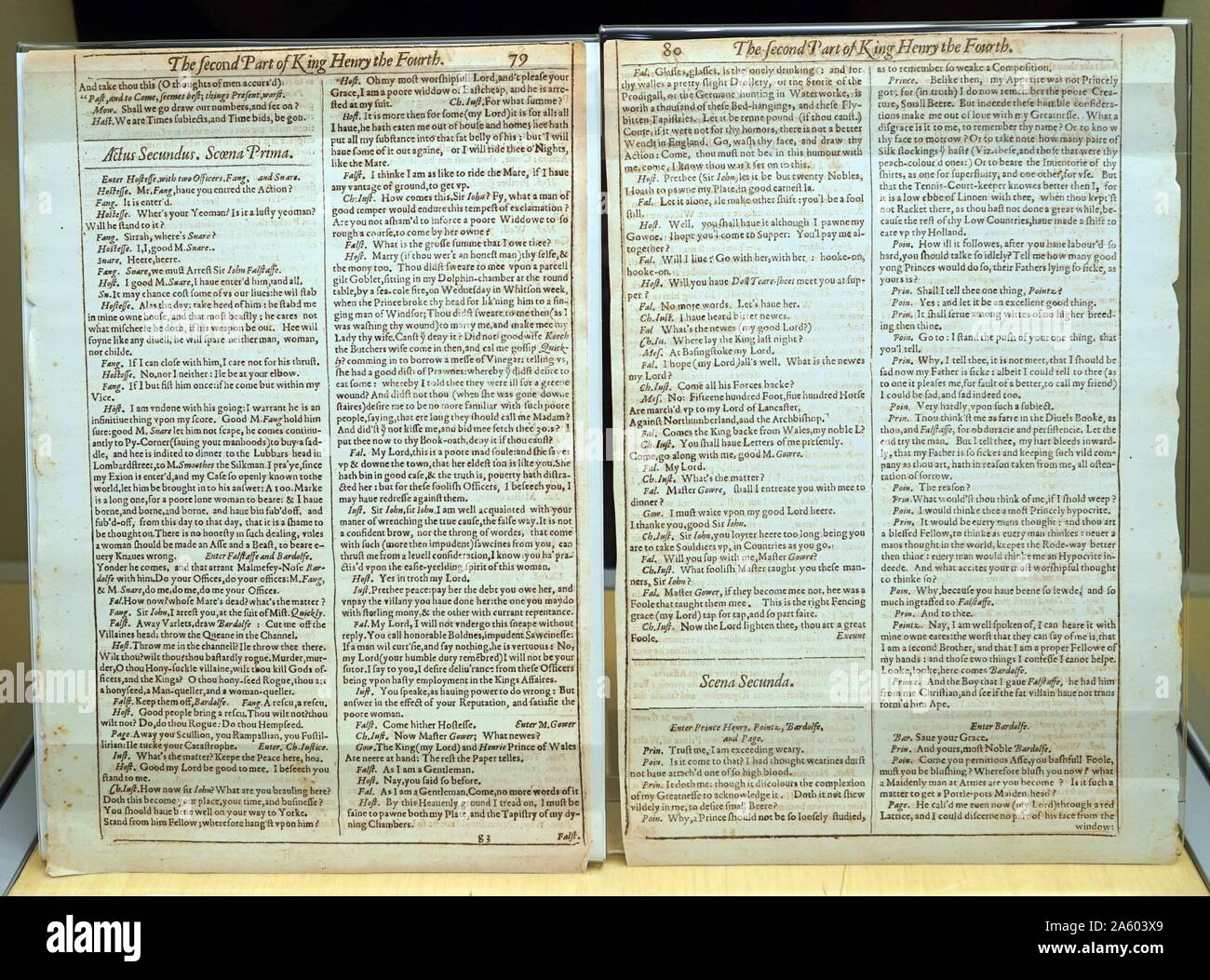 Les pages à partir de la première voir Folio Acte 1 SCÈNE 1 de Henry IV PARTIE 2 par William Shakespeare Banque D'Images