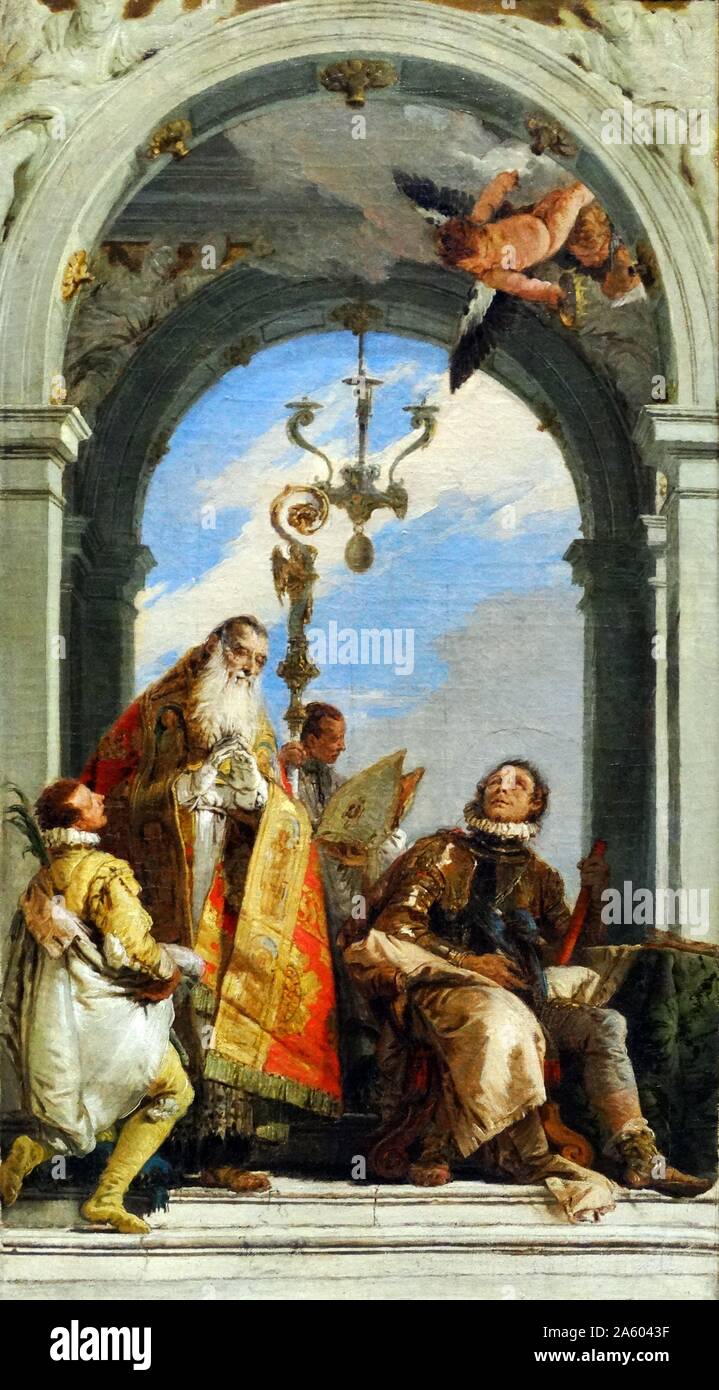 La peinture intitulée "Maximus saints et Oswald' par Giovanni Battista Tiepolo (1669-1770) peintre et graveur italien de la République de Venise. En date du 18e siècle Banque D'Images