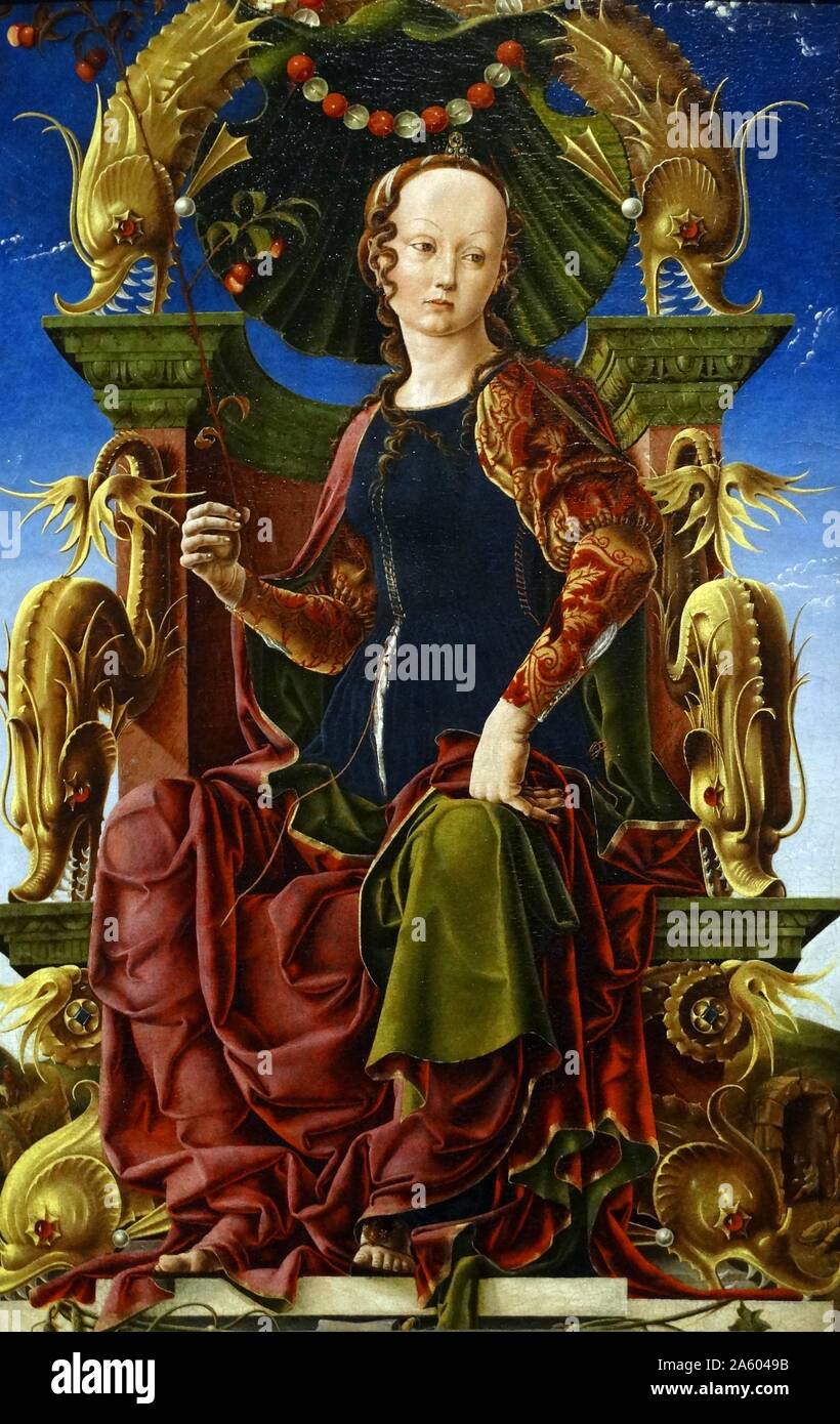 Peinture d'une figure allégorique de Calliope par Cosimo Tura (1430-1495) un Italien début-Renaissance (ou peintre Quattrocento). En date du 15e siècle Banque D'Images
