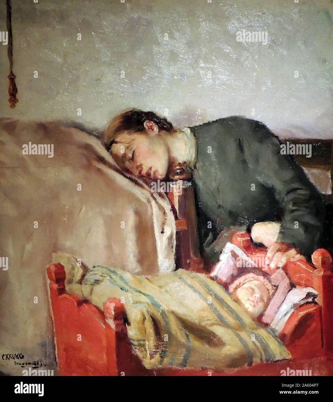 La mère et l'enfant, 1883, par Christian Krohg (1852-1925). Huile sur toile. Banque D'Images