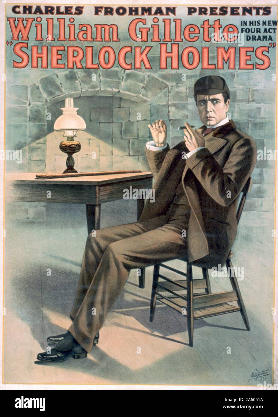 Charles Frohman présente William Gillette dans sa nouvelle loi sur les quatre drame ; Sherlock Holmes Banque D'Images