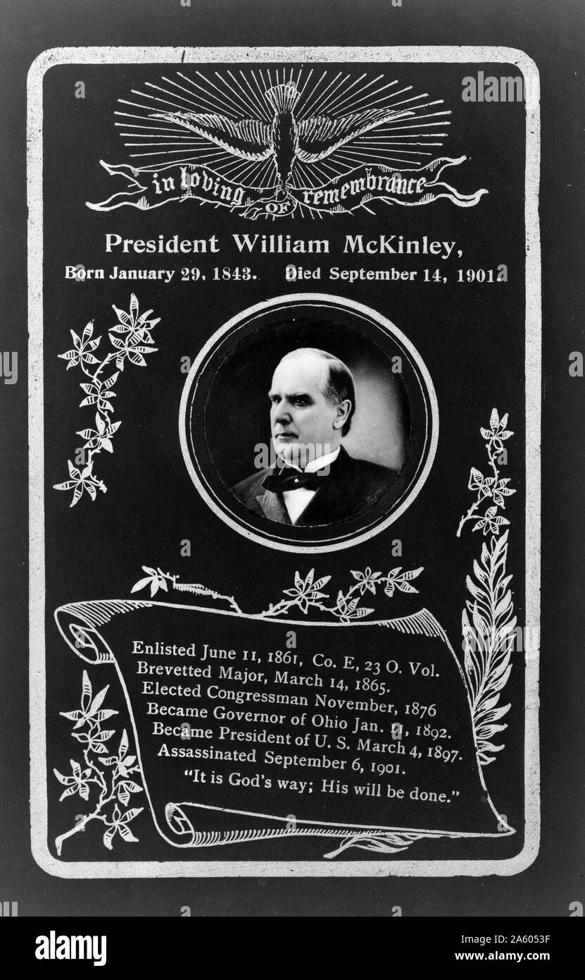 Pièce commémorative pour le Président William McKinley qui est né en janvier 1843 et est décédé en septembre 1901. Pendant son temps en tant que président, il a conduit les Etats-Unis à la victoire dans la guerre hispano-américaine et élevé des tarifs de protection pour promouvoir l'industrie américaine. Banque D'Images