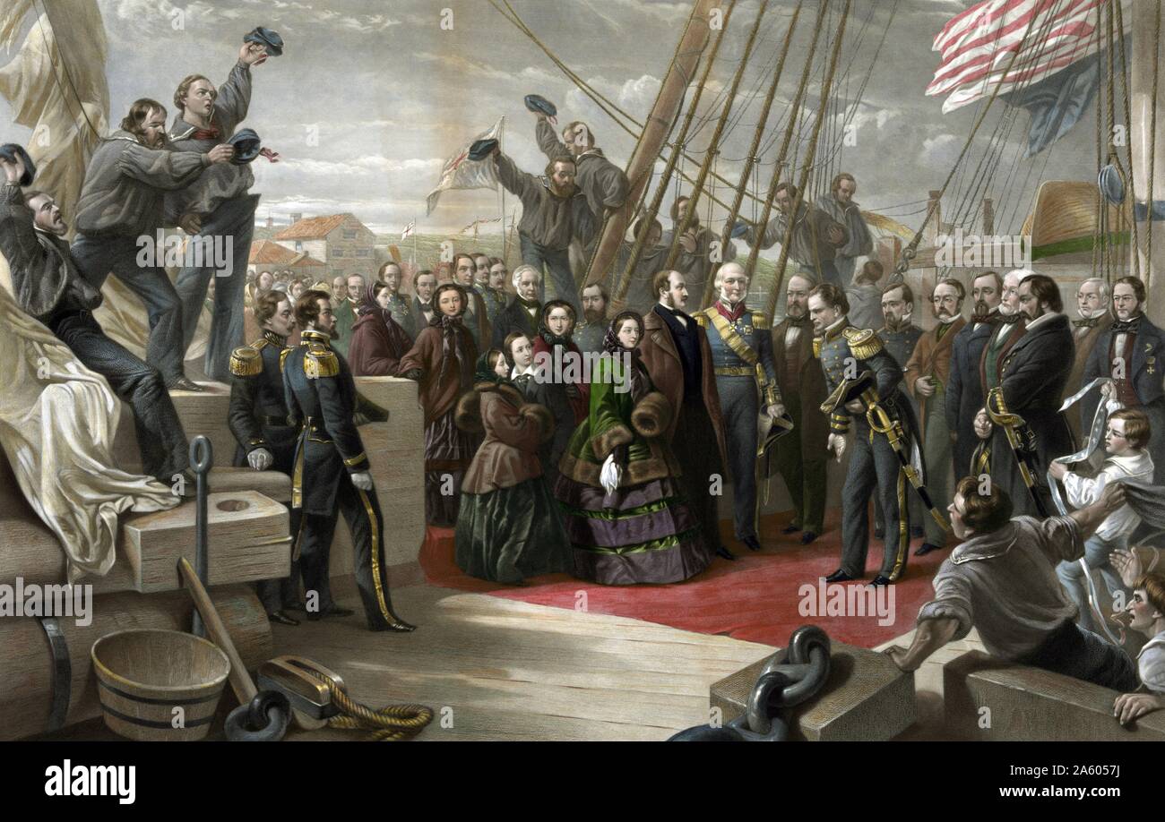 Sa majesté la Reine Victoria, se rendant sur le navire Arctique Resolute - Décembre 16th, 1856. Banque D'Images