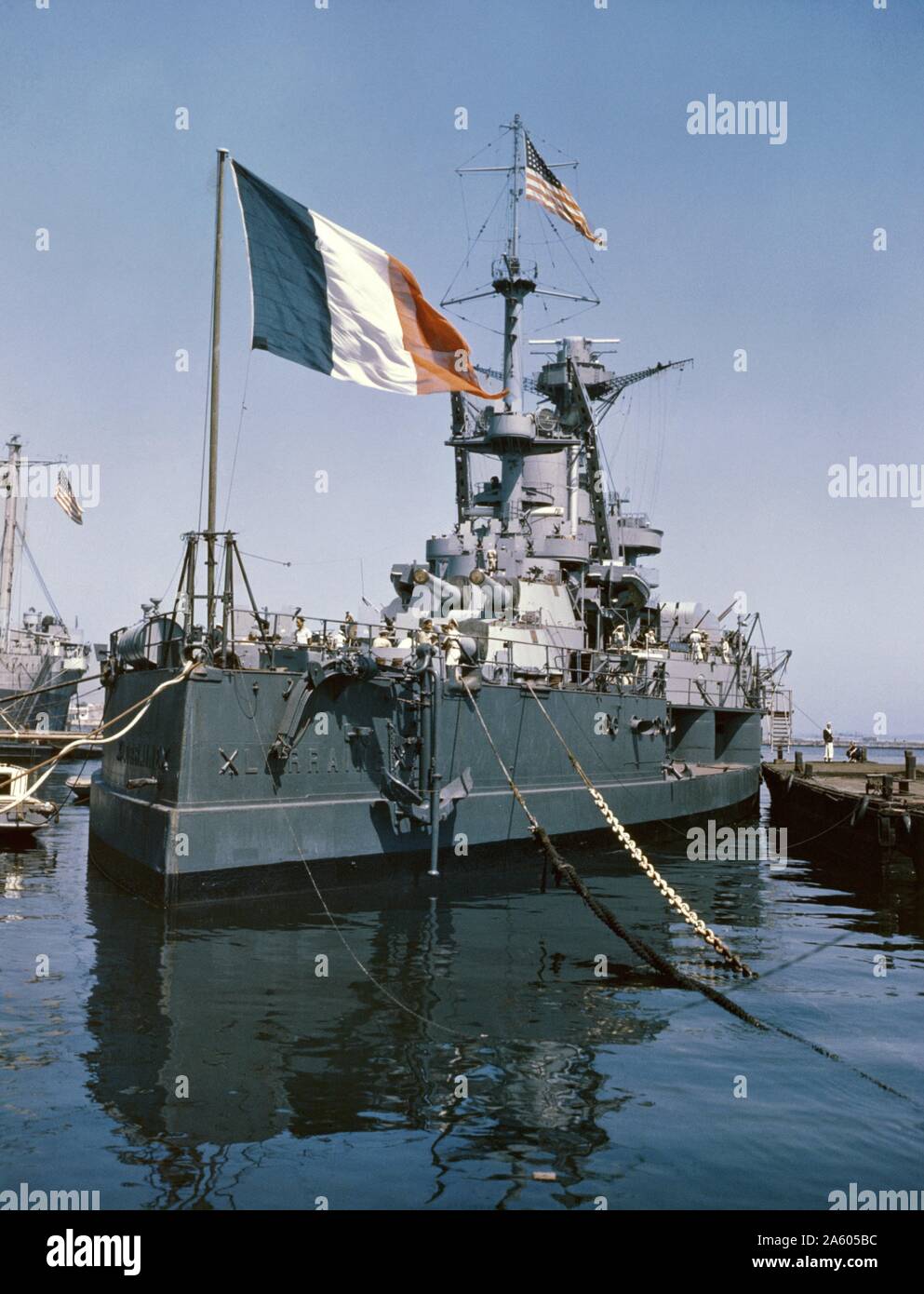 Le cuirassé français 'Lorraine', membre de la classe Bretagne, après la Seconde Guerre mondiale. 1945 Banque D'Images