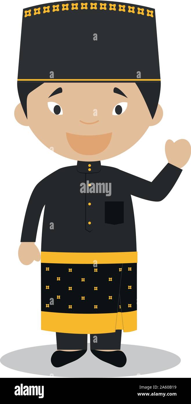 Personnage de Brunéi habillé de manière traditionnelle l'illustration vectorielle. Les enfants du monde. Illustration de Vecteur