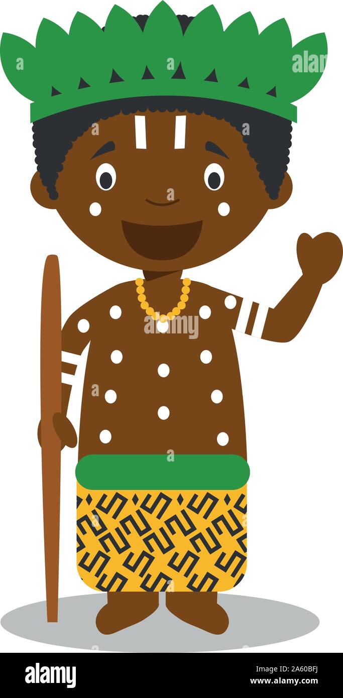 Personnage de Congo habillés de manière traditionnelle l'illustration vectorielle. Les enfants du monde. Illustration de Vecteur