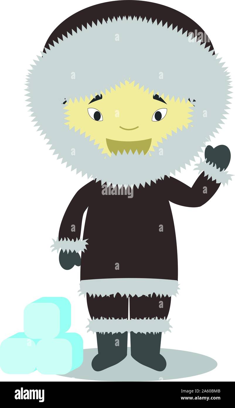 Caractère dans le Groenland habillé de manière traditionnelle l'illustration vectorielle. Les enfants du monde. Illustration de Vecteur