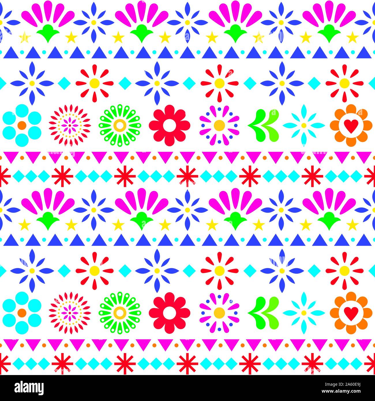 Modèle vectoriel continu mexicain avec des fleurs et des formes abstraites - floral, professionnels du textile ou d'écran conception Illustration de Vecteur