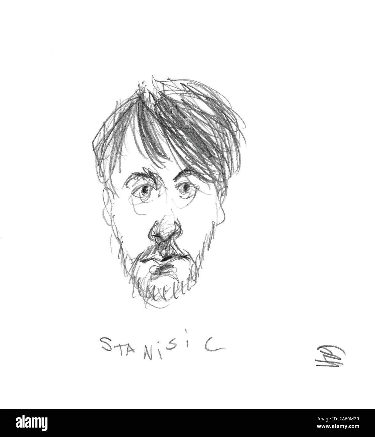 Portrait au crayon de l'auteur Sasa Stanisic Banque D'Images