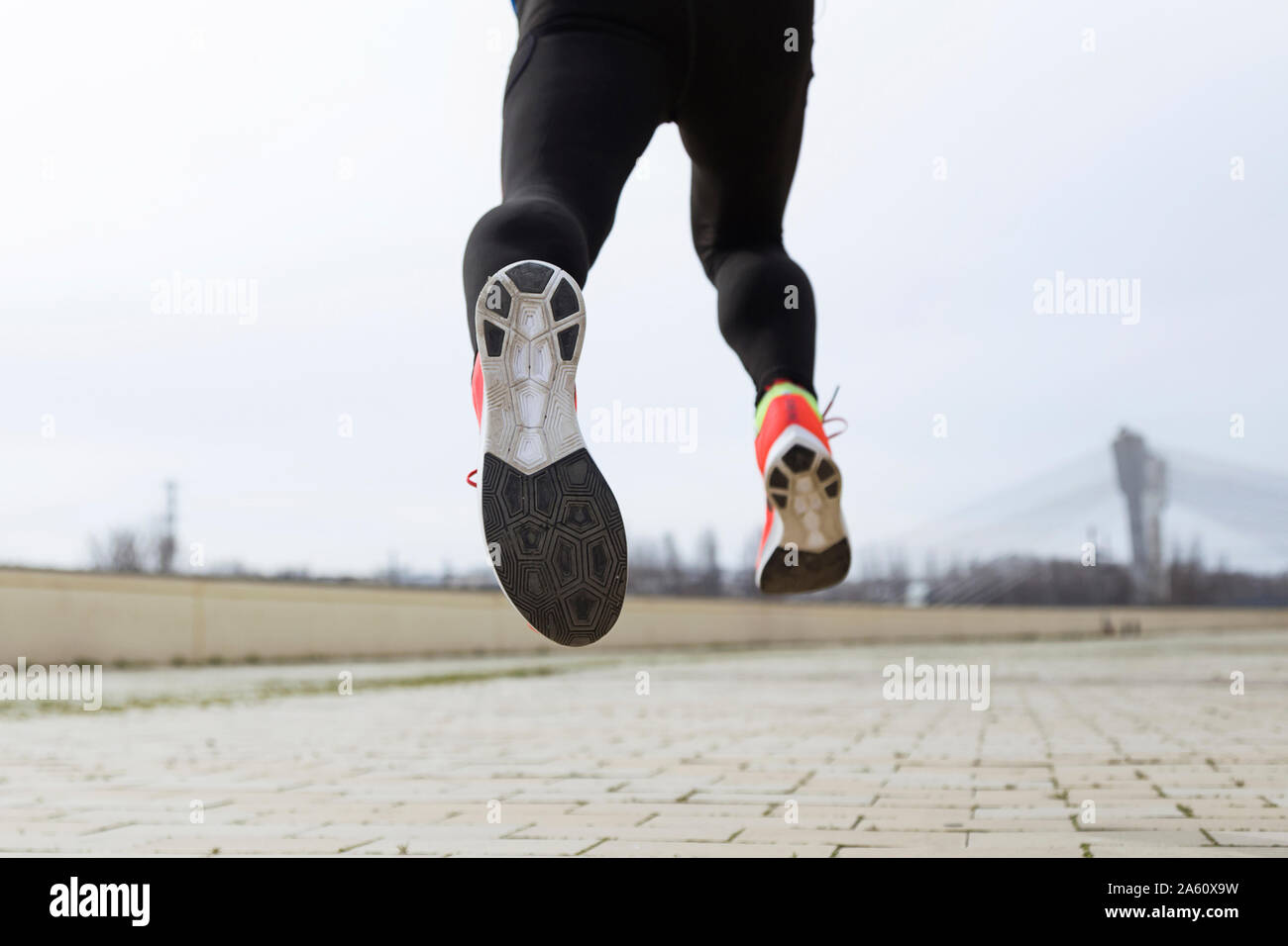 Jogger running, pieds du coureur, semelle de chaussure Banque D'Images