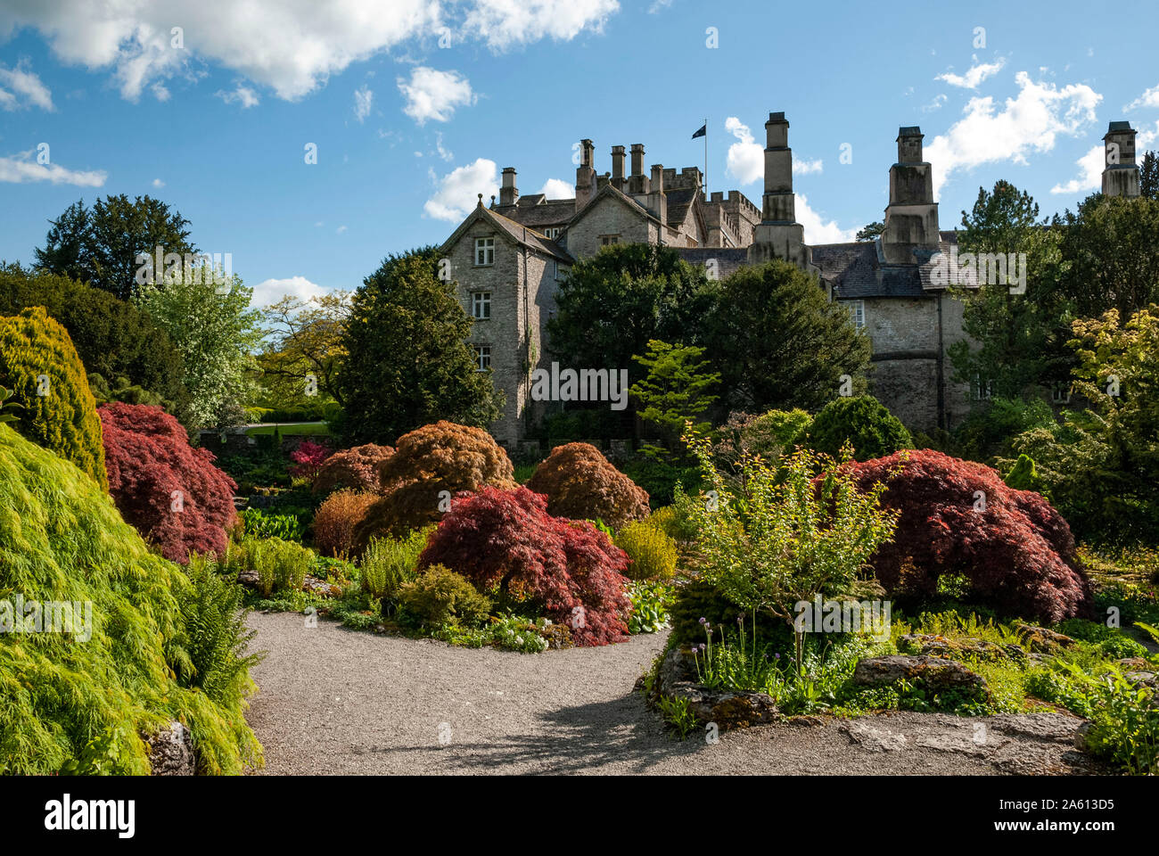 Sizergh Castle et jardin sud, Kendal, Cumbria, Angleterre, Royaume-Uni, Europe Banque D'Images
