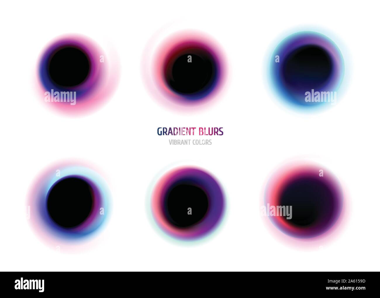 Ensemble de gradient très tendance floue. Des formes liquides, gradient chromatique se brouille. Abstract design futuriste moderne, couleurs vives et bains à remous. Illustration de Vecteur