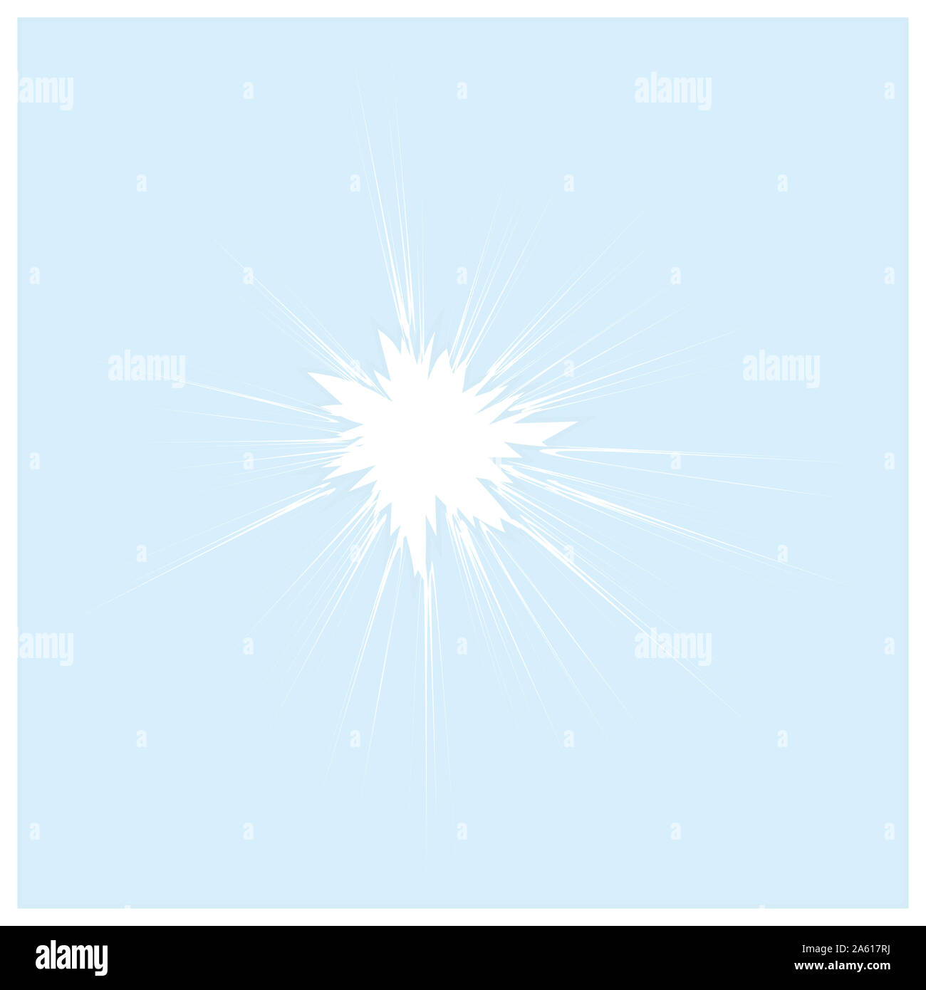 Casse du verre transparent sur fond blanc. Fenêtre fissurés. Trou de balle avec des fissures. Texture concassée Banque D'Images