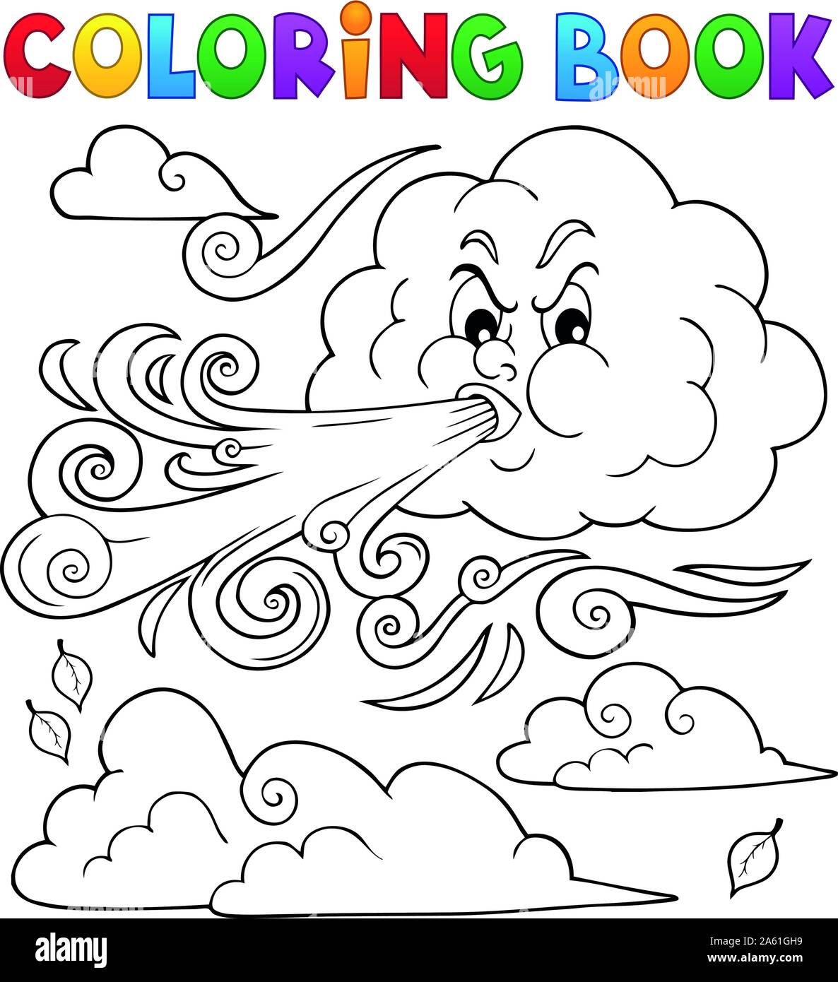 Livre de coloriage des nuages et du vent Thème 1 - eps10 vector illustration. Illustration de Vecteur