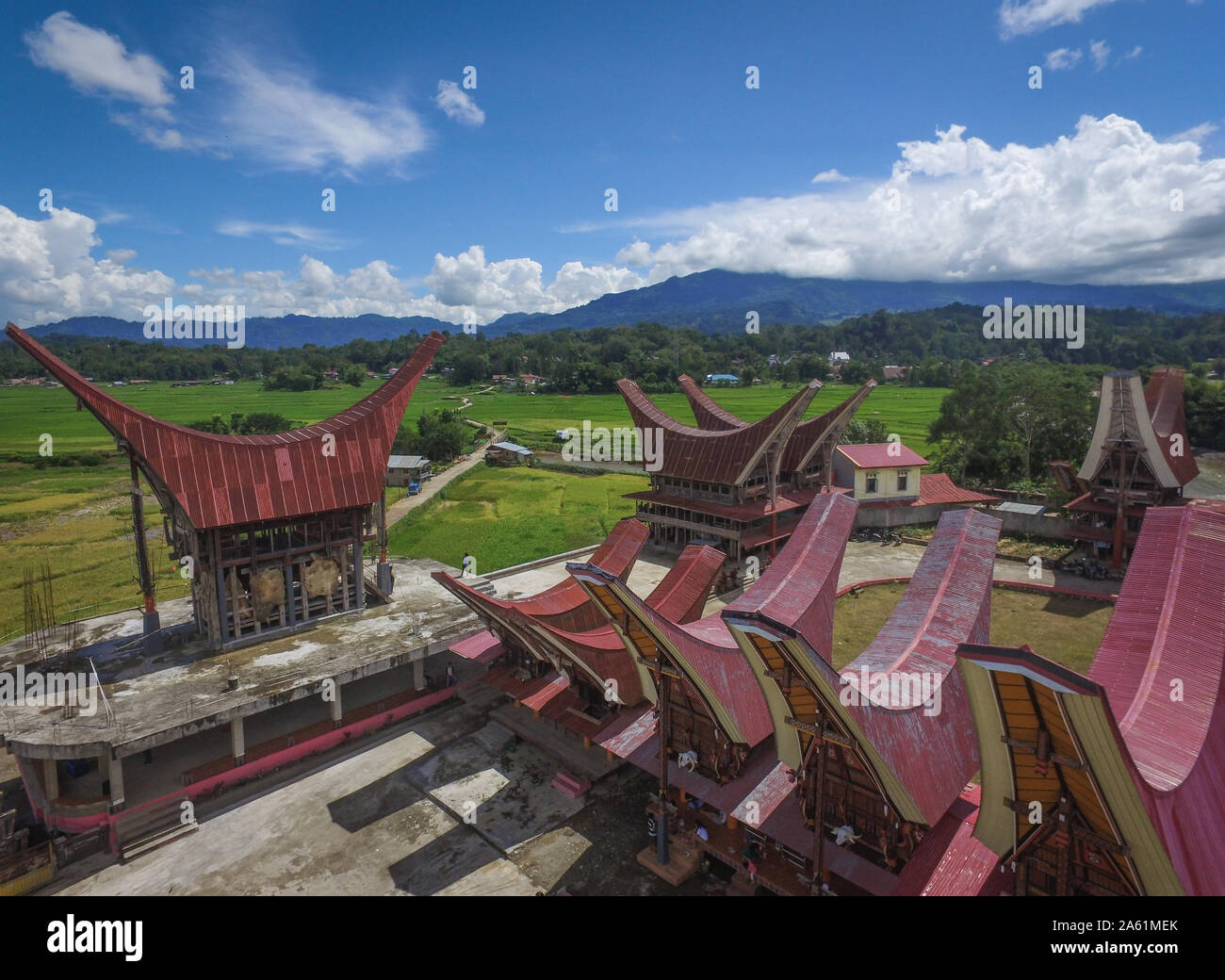 La maison Tongkonan Toraja de Sulawesi, Indonésie -. Banque D'Images