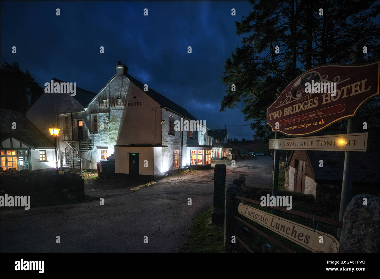 Two Bridges Hotel, Dartmoor, dans le Devon, Angleterre Banque D'Images