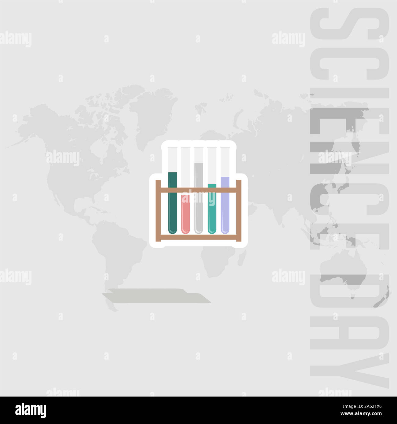 Journée mondiale de la Science avec tube à essai et le vecteur conception en rack Banque D'Images