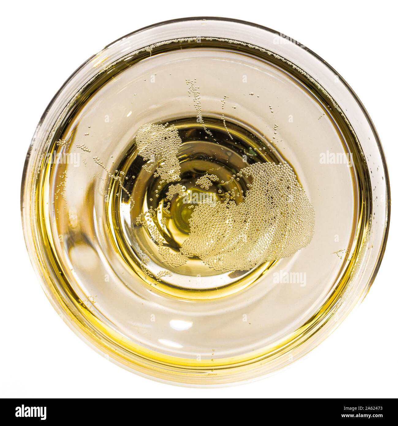 Verre de champagne de dessus isolé sur fond blanc Banque D'Images