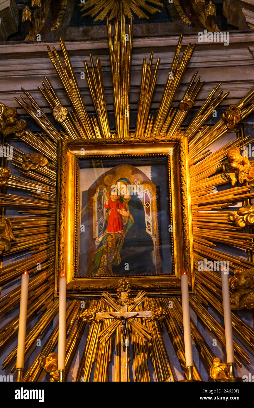 Peinture Saint Mary Basilique Saint Maria dans Trevio Rome Italie, église construite en 1500s et Marie Peinture de 1500s. Banque D'Images