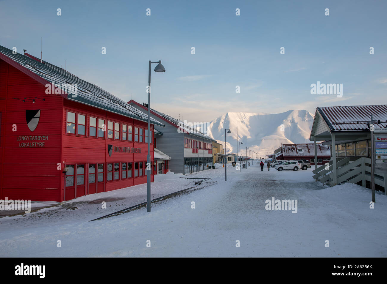 Longyearbyen, Svalbard en Norvège - Mars 2019 - centre-ville de Longyearbyen Longyearbyen Lokalstire avec chambre. Banque D'Images