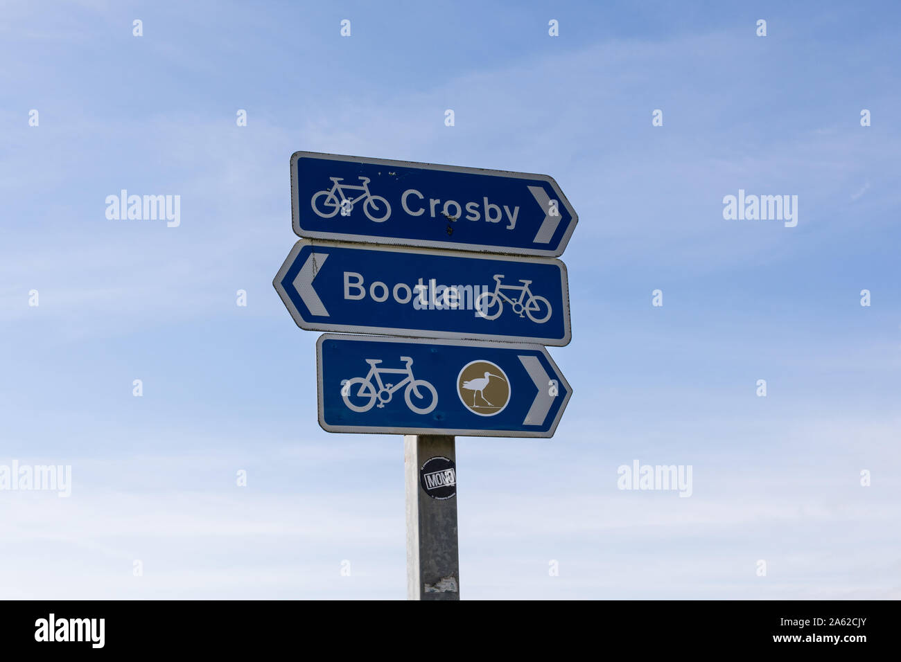 Randonnée à vélo direction de Crosby et de Bootle, Merseyside, England, UK Banque D'Images