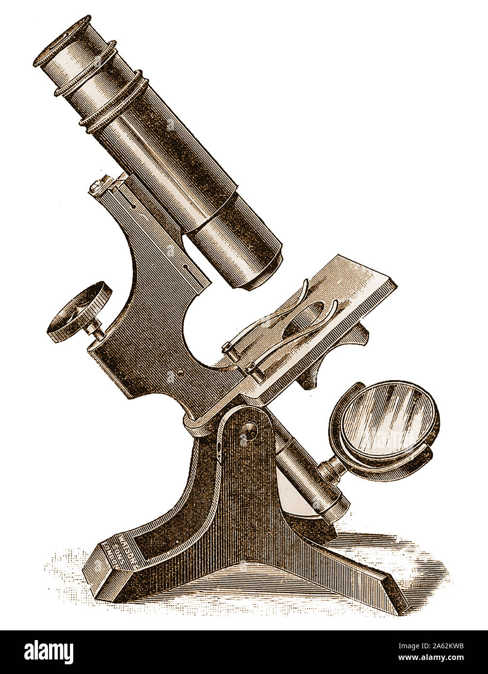 Histologie - 19e siècle -matériel Microscope Microscope histologiques de Watson sur le stand A Banque D'Images