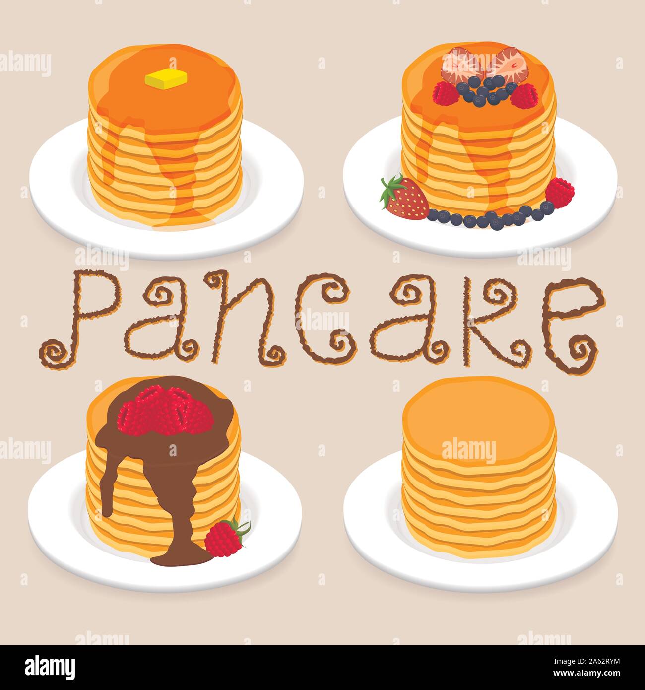 Abstract vector illustration icône logo pour crêpe jaune. Modèle composé de crêpes chaudes faites maison heap accueil gâteaux sur la plaque, crêpe aliment sucré. Manger Illustration de Vecteur