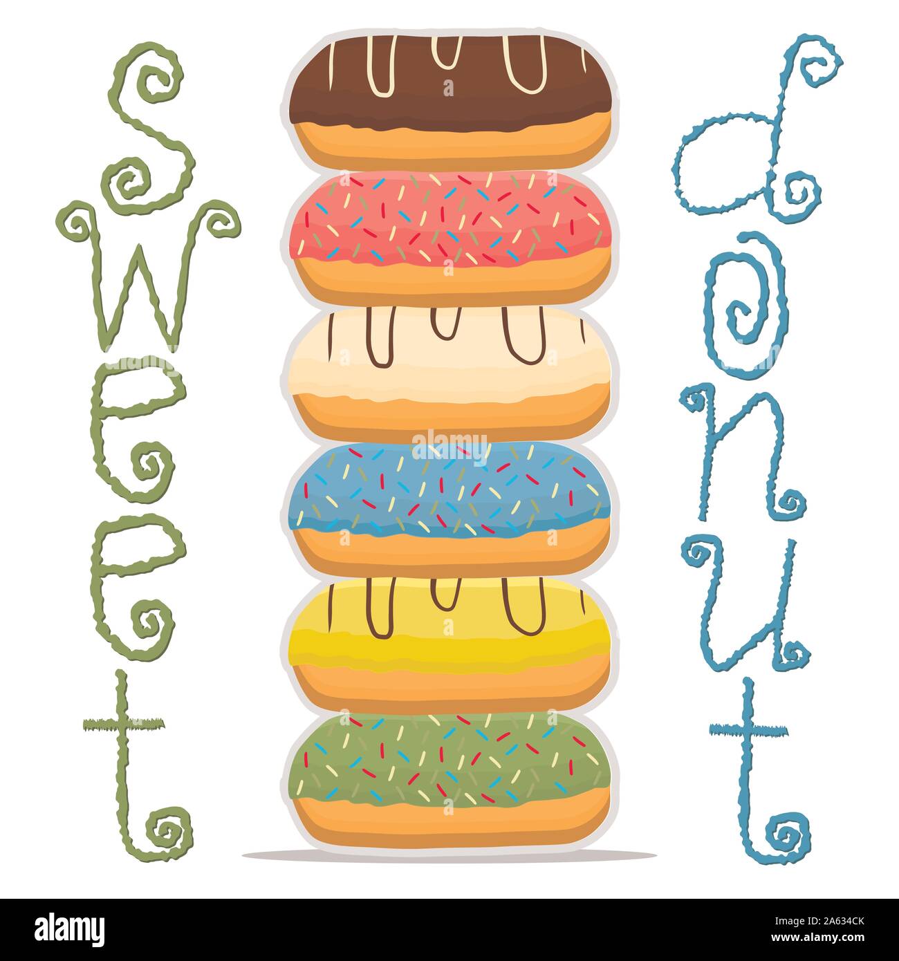 Abstract vector illustration icône logo pour vitrage sweet donut. Donut est constituée de tas de différentes couleurs de confection des beignes. Manger de savoureux c Illustration de Vecteur